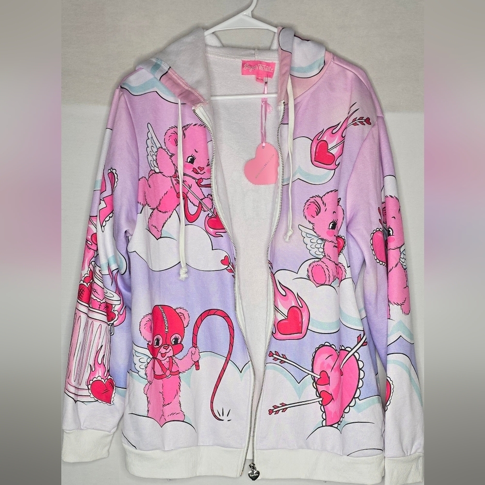 NWT Sugar Thrillz Teddy Bear Jacket Size Small Lilac Purple Pink